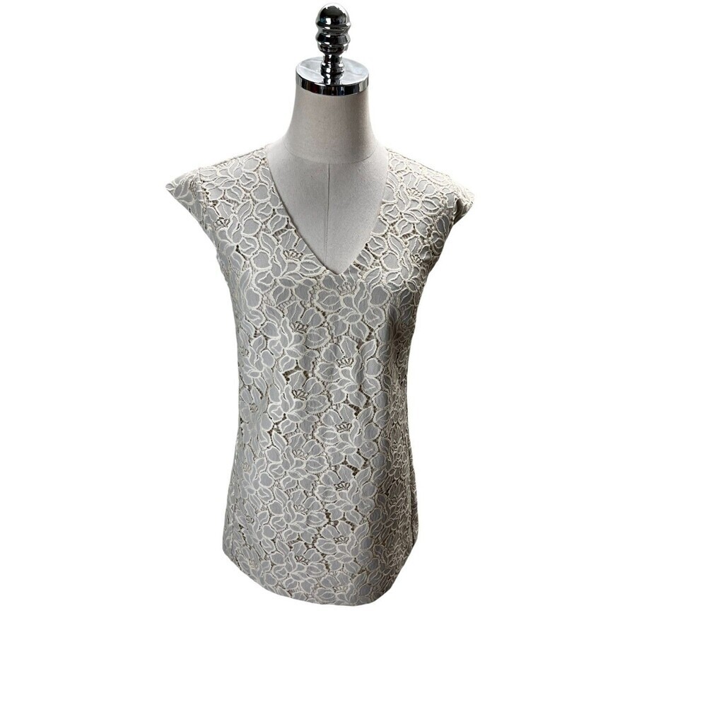 J Crew Mini Dress Women's Size 000 Gray Sleeveless Floral Lace NEW NWT